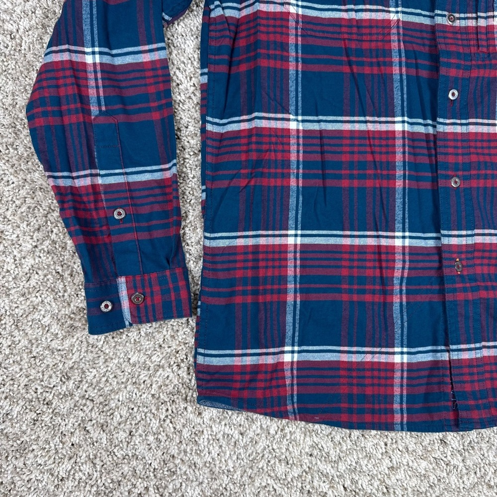 Orvis Shirt Mens M Blue Red Plaid Flat Creek Tech Flannel Long Sleeve Button Up - Picture 4 of 14
